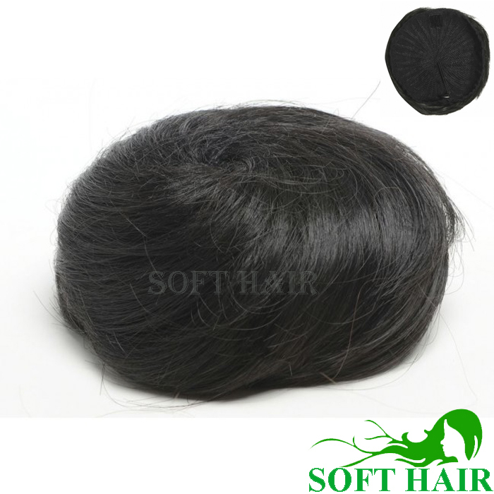 卸売安い価格が高い品質のインドの人間の髪の毛黒いbunシニョンヘアピース問屋・仕入れ・卸・卸売り