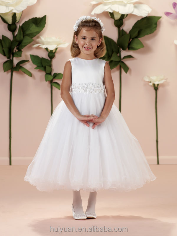 White Flower Satin Tulle Baby Wedding Gown Child Dress ...