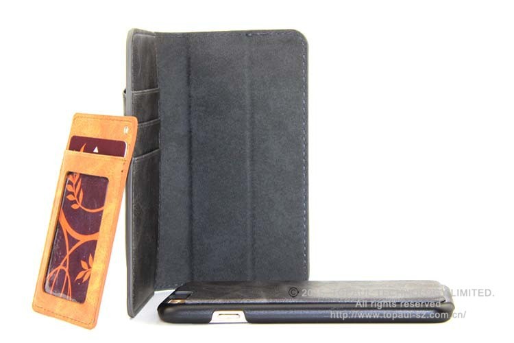 最高品質の革のバックケースbookstyleカードスロットを備えたフリップスタンドiphone用カバーケース6仕入れ・メーカー・工場