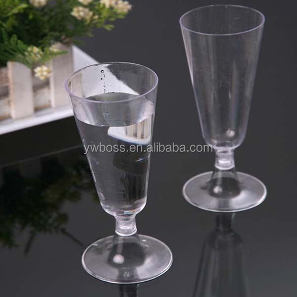 Transparent clear and colored disposable plastic champagne glass biodegradable