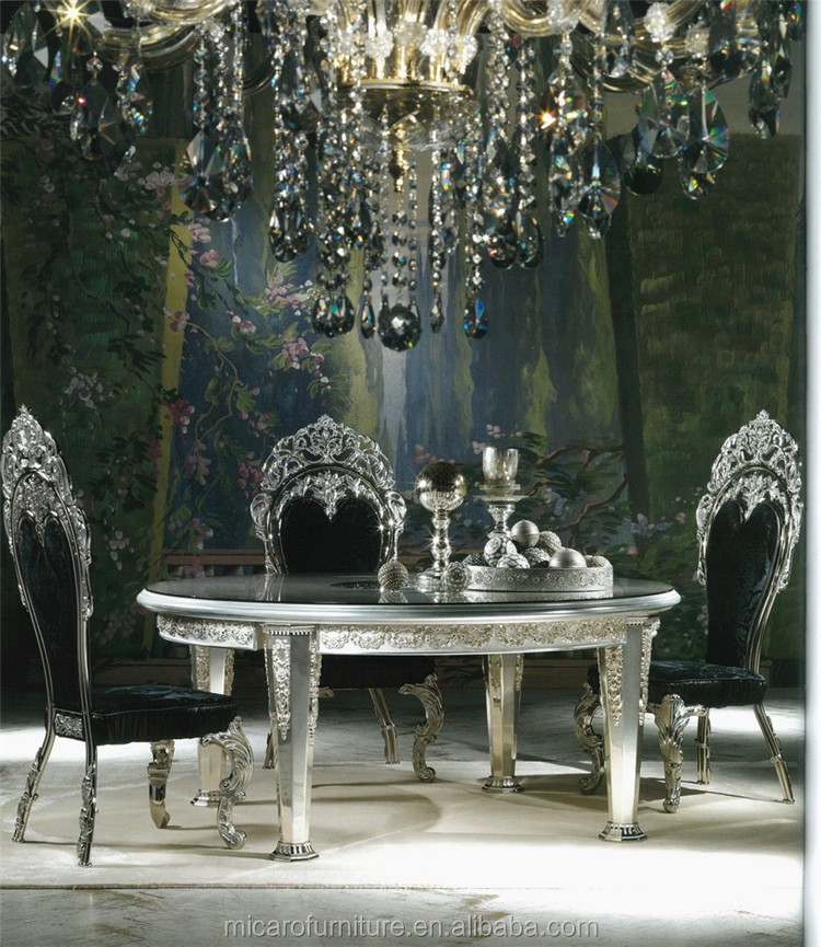 Ãnico negro y plata de diseño de moda de talla de madera de estilo ... Mesa comedor en maderade 8 sillas