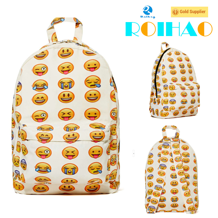 Roihao new item best selling lovely printed emoji backpack