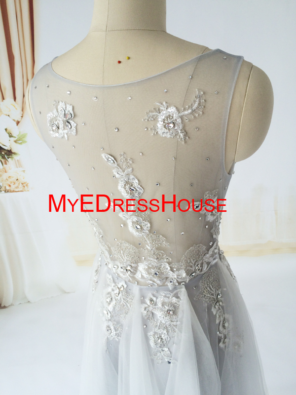 人気のあるmyedresshousemd15052015によってボートネックアップリケボディスチュール薄いドレスセクシーな膝丈のカクテルドレス仕入れ・メーカー・工場
