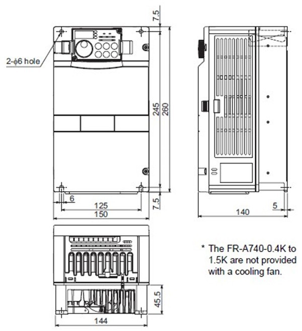 FR-A740-1.5K-CHT dimensions