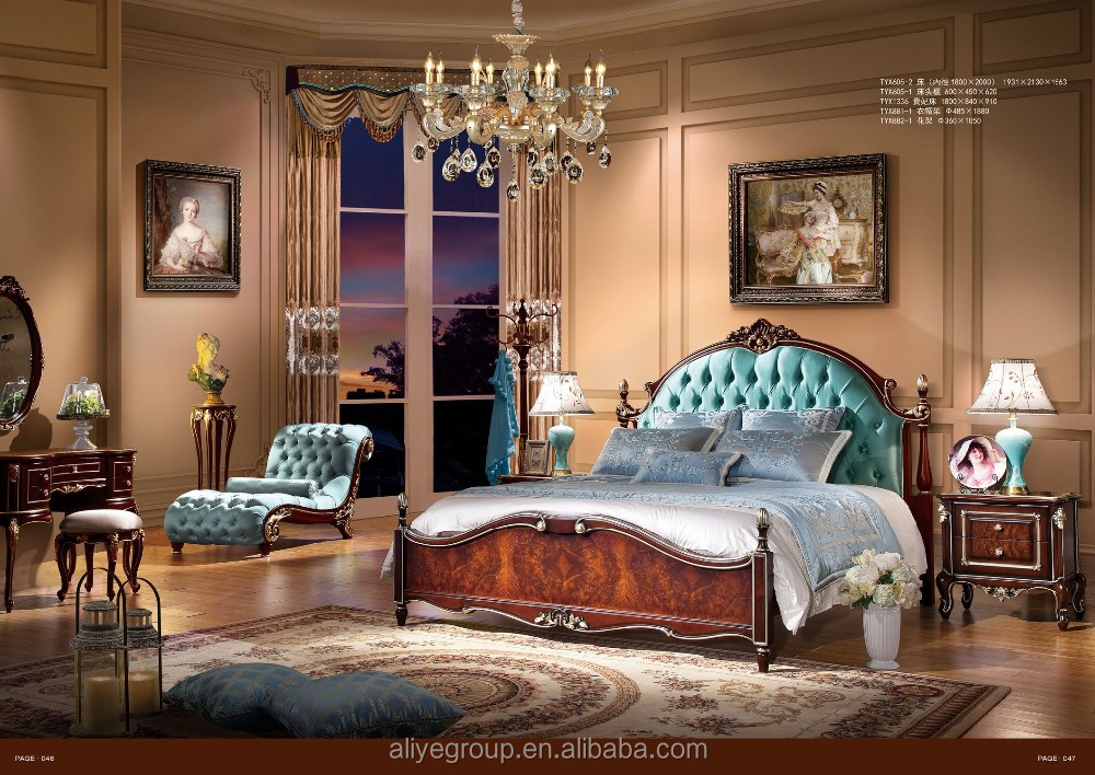 TX609の新しい古典的な寝室の家具の家無垢材ダブルベッド仕入れ・メーカー・工場