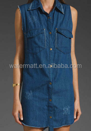 新しいデザイナーの2014年青セクシーな女性のデニムのドレス仕入れ・メーカー・工場