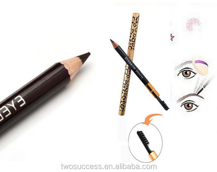 High Quality Leopard Waterproof black Eyebrow Pencil With Brush Make Up black Pencil