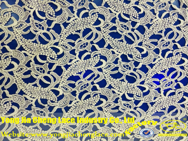 熱い販売の新しい設計yjc16336ギピュールレース白刺繍ケミカルレースの生地問屋・仕入れ・卸・卸売り