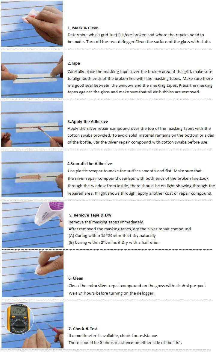 Visbella Rear Window Defogger Repair Kit Fix Broken Defogger Grid Lines