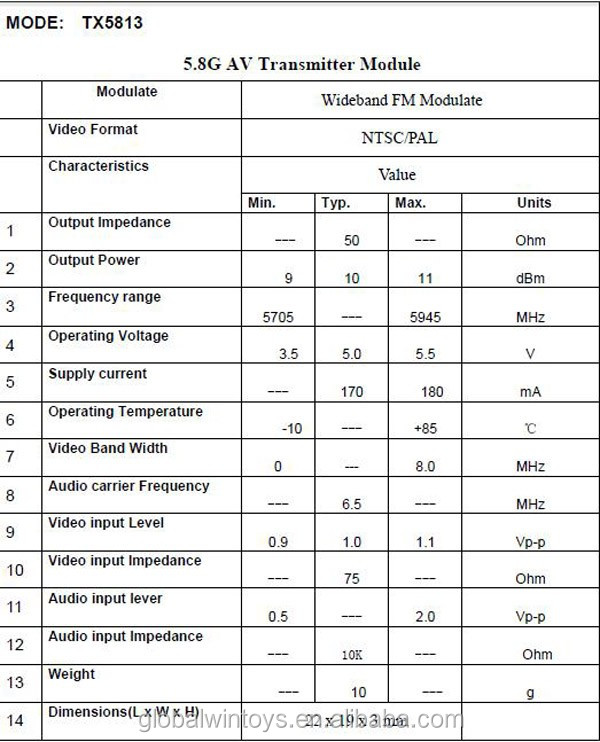 TX5813 5.8G 10mW wireless video transmitter module with long transmitting distance.jpg