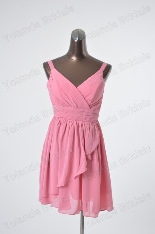 V- 首のパターンのためのピンクのニーハイalibabaからショートブライドメイドドレス仕入れ・メーカー・工場