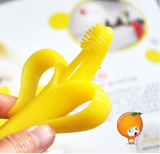 新しいfdaの承認2014年白バナナ形状シリコン赤ちゃんの歯ブラシ問屋・仕入れ・卸・卸売り