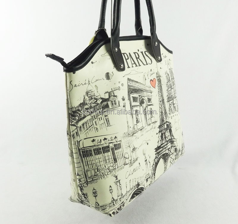 2015 Vintage Paris Printing Tote Bag Leather Tote Bag Souvenir Tote Bag - Buy Souvenir Tote Bag ...