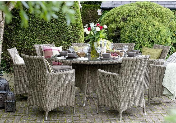 New Design Outdoor Rattan Furniture8 Chairs Cane Dining Table Chair Set