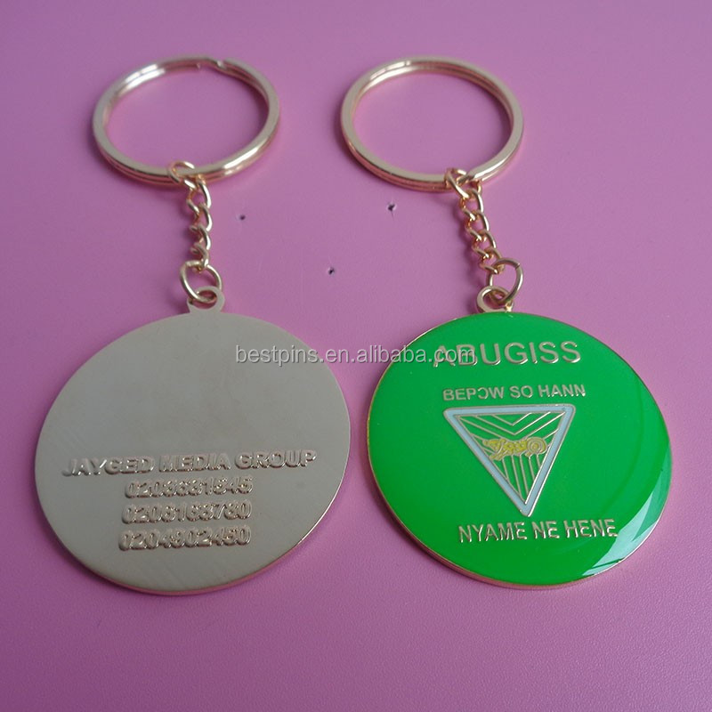 Custom Logo Name Souvenir Green Colorful Metal Keychain