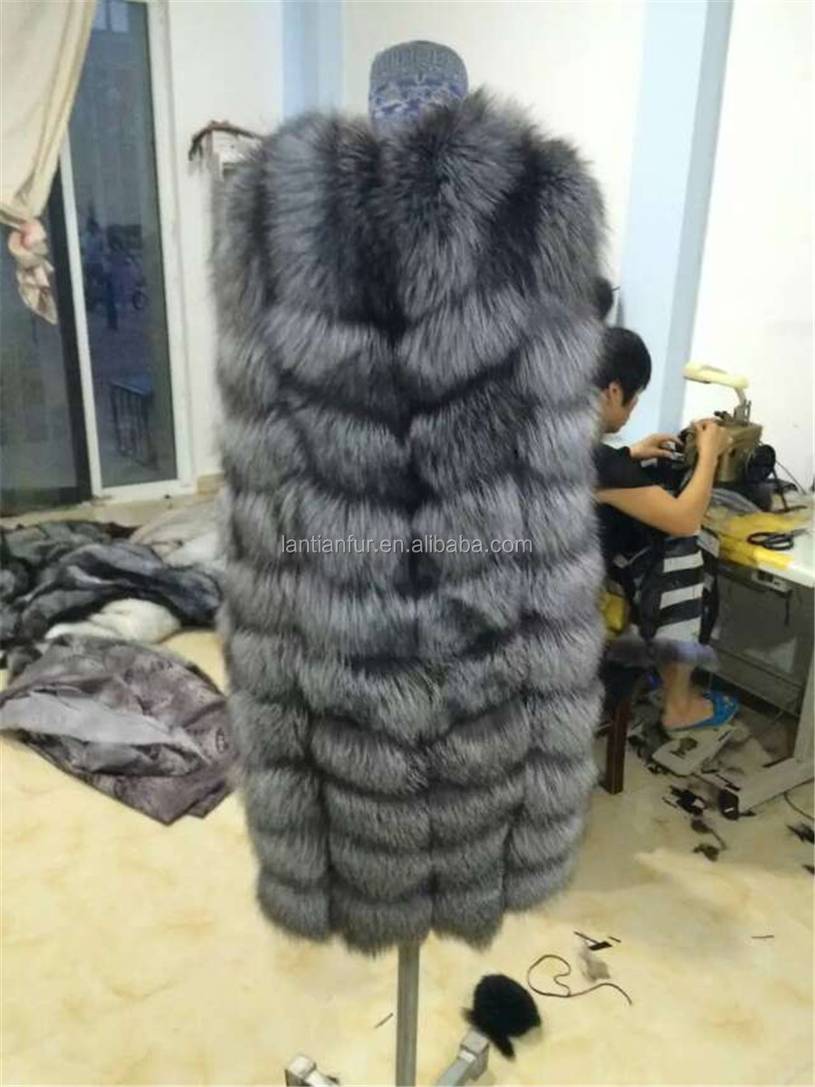 ナチュラルシルバーフォックスの毛皮のベストロシア女性コート仕入れ・メーカー・工場