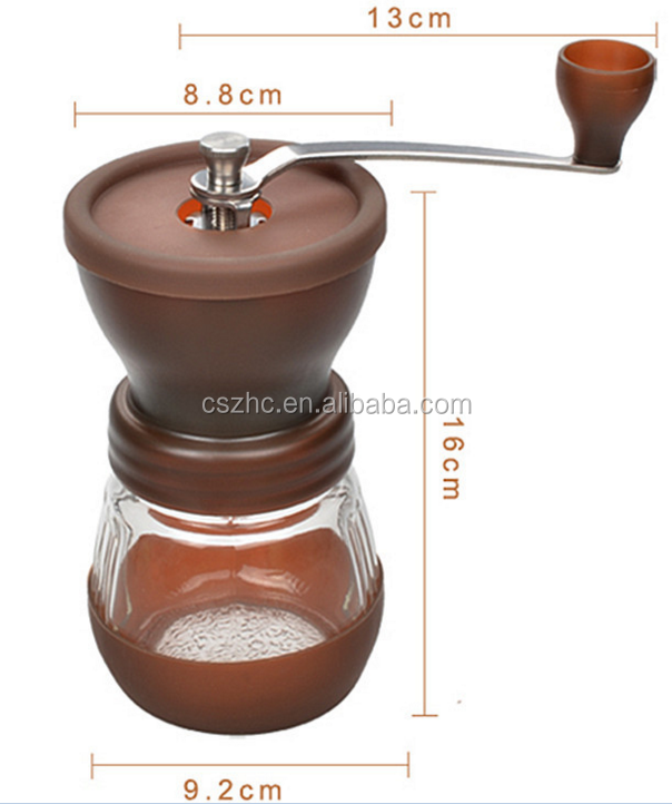 Manual Ceramic Burr Coffee Grinder Mill Hand Crank with Complimentary Lid & Brush (Black)