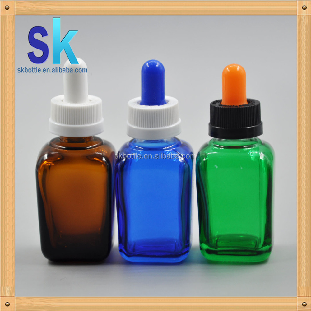 blue green square bottle square glass dropper bottle factory