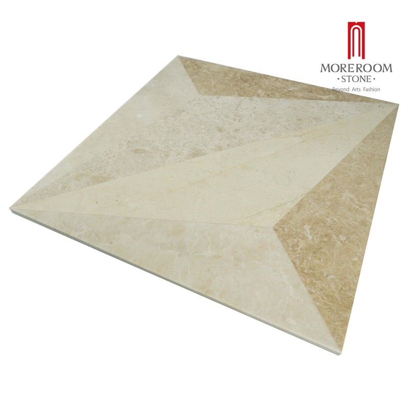 MPC0002-J07G Moreroom Stone Turkish Beige Marle Cappuccino Marble Stone Tiles Iran Beige Marble Flooring Tiles Wall Tiles Marble Inlay Medallion Water jet pattern Marble Inset Tiles-6.jpg