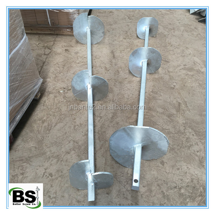 square bar helical pier with three helix plate