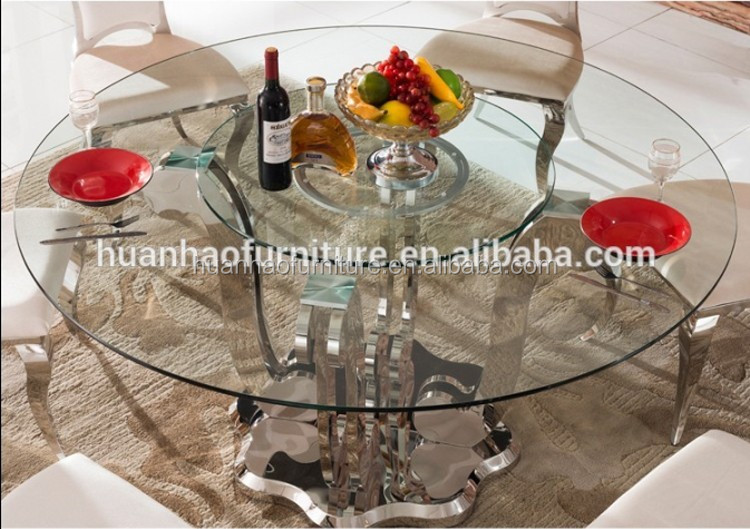 8 Seater Round Glass / Marble Dining Table With Lazy Susan Dh828 Buy Glass Top Round Dining