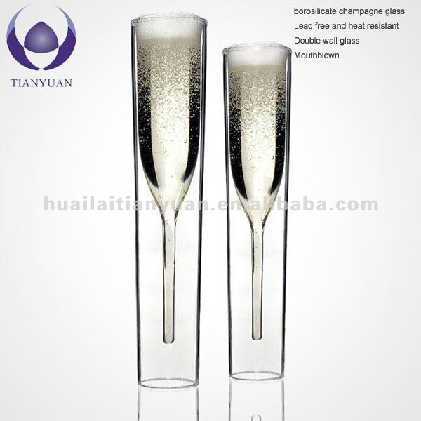 lead free colored handblown pyrex glass champagne tulip