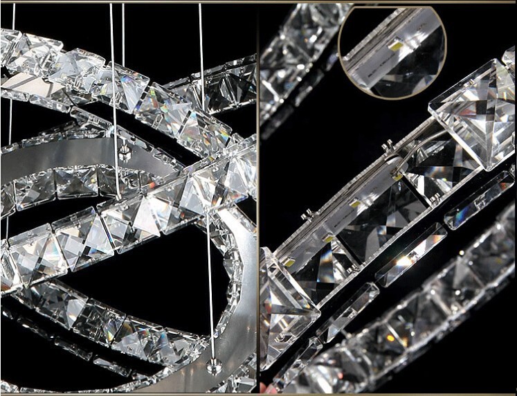 ダイヤモンド リング クリスタル シャンデリア照明現代led ダイニング ルーム ペンダント ランプ 3 リング 70*50*30 センチ仕入れ・メーカー・工場