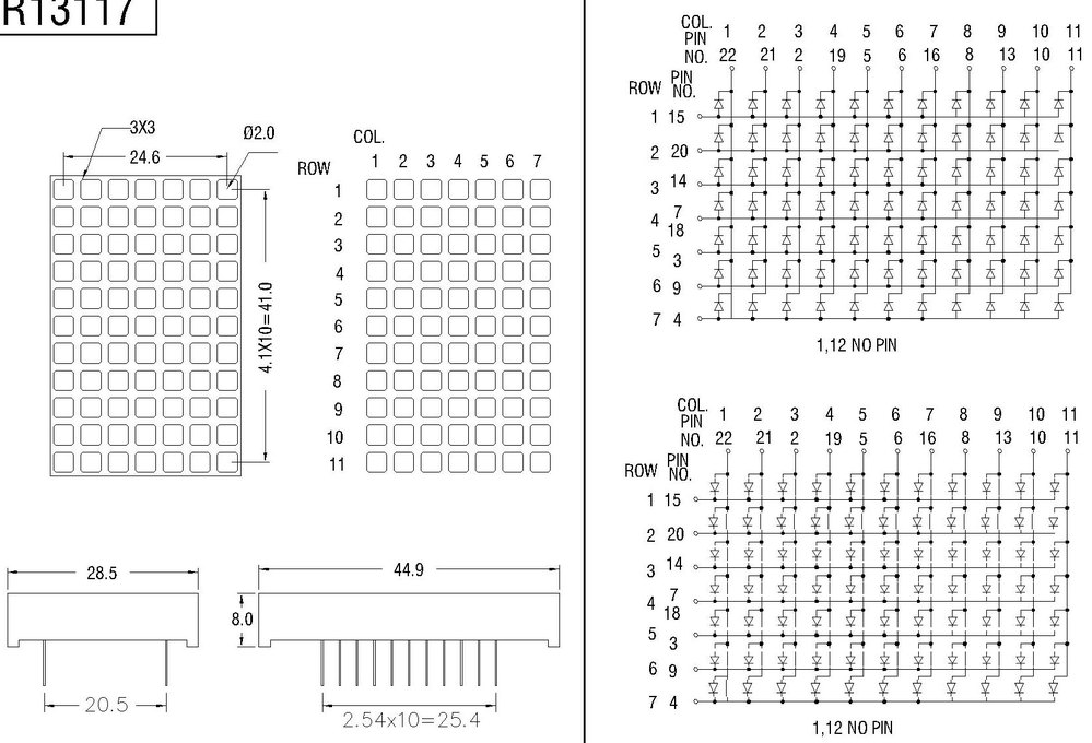 3mm Amber 5x7 led dot matrix sign led screen module for elevator/lift