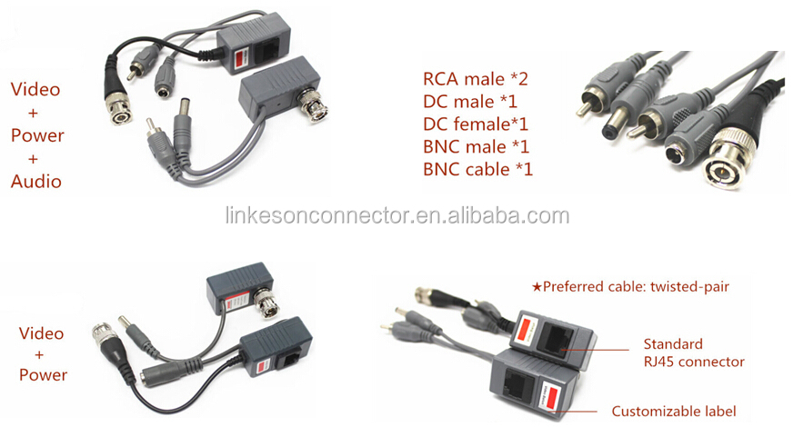 cctv camera twisted pair utp audio power passive video balun