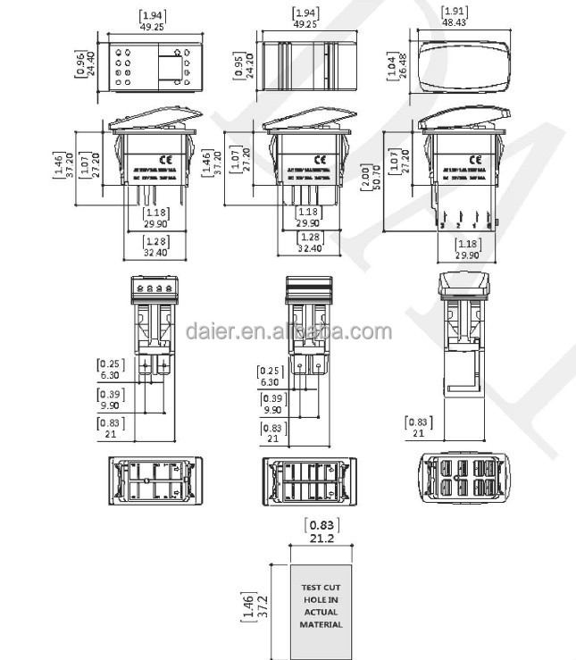 ラウンドロッカースイッチ10a取り付けパネル/モーメンタリロッカースイッチは12v仕入れ・メーカー・工場