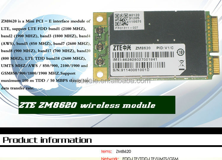 Zte4glteモジュールzm8620　ミニpci- エクスプレスカード52ピン仕入れ・メーカー・工場