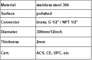ステンレス３００ＭＭ鋼30412インチラウンドトップレインシャワーヘッド仕入れ・メーカー・工場