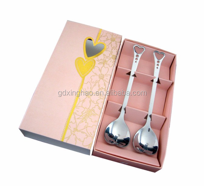 Fancy 2Pcs Silver Dinner Set Heart Shape Spoon Set