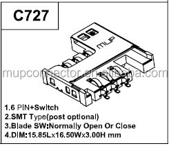 高品質の6ピンmup-c727simカードホルダー仕入れ・メーカー・工場