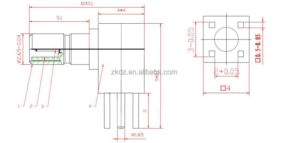 ssmbオス直角pcbコネクタ仕入れ・メーカー・工場