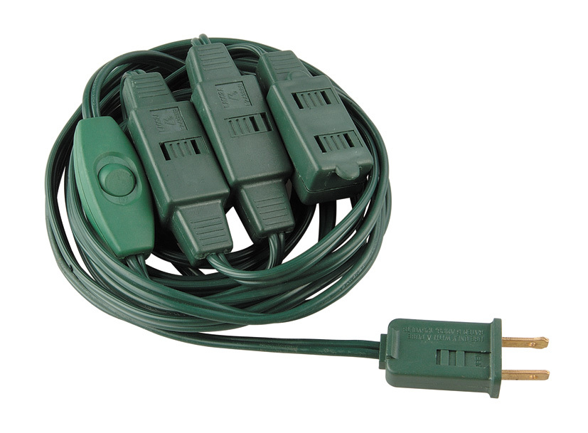 9 Outlet Green Christmas Tree Extension Power Cord With Switch, View