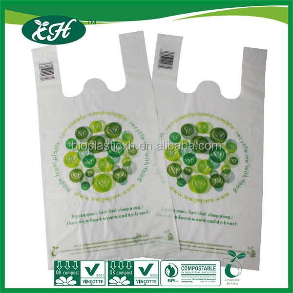 Corn starch based on biodegradable t shirt bag with high quality