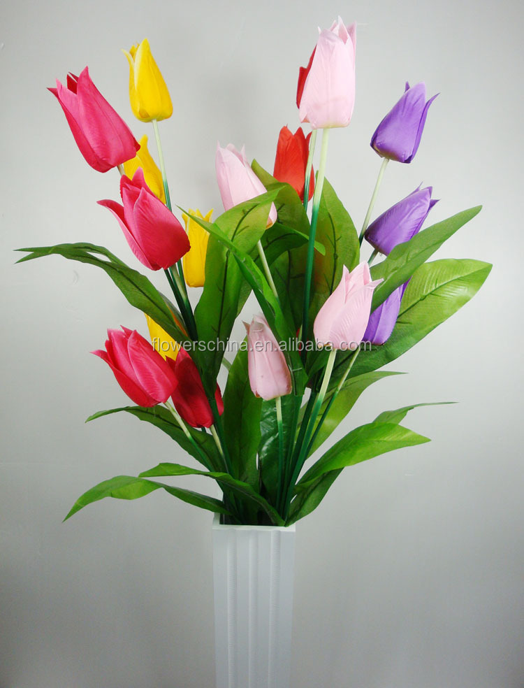 decoration artificial 3 heads holland tulip bulb flower