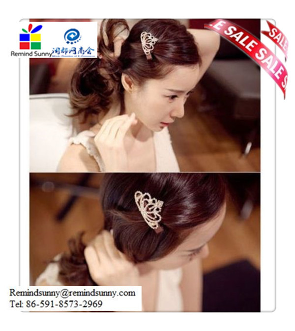 女性韓国スタイルのクリスタルラインストーンの髪留めヘアピンヘアークリップの付属品仕入れ・メーカー・工場