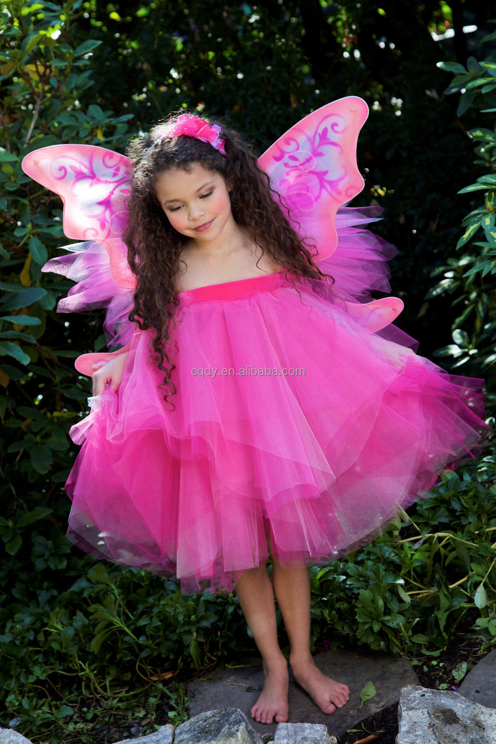 ファッション花の仮装2014年cstumes/12年女の子用のドレスで蝶の羽を持つ/frocks女の子のための仮装パーティー仕入れ・メーカー・工場