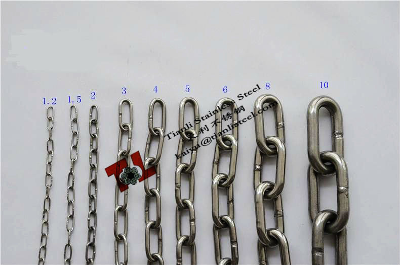 Stainless Steel 304 Marine Grade Long Link Chain 1.2 1.5 2 3 4 5 6 8 10  12mm