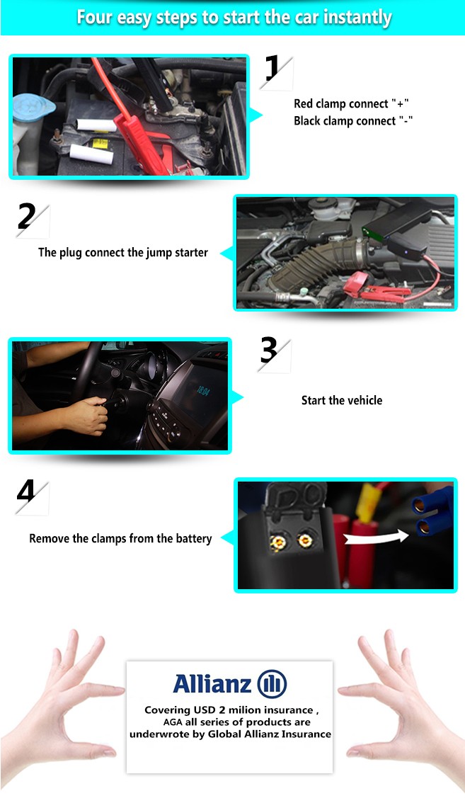 2016 new product high quality mini car jump starter multifunctional mobile power supply