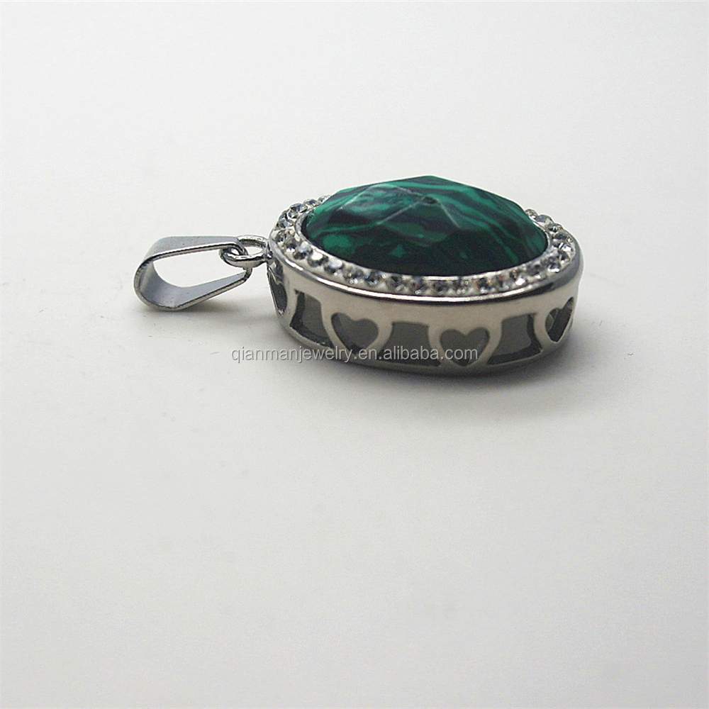 factory wholesale fashion stainless steel dark green agate