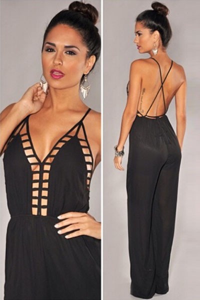 Black-Cut-out-Caged-Chiffon-Jumpsuit-LC6662-2