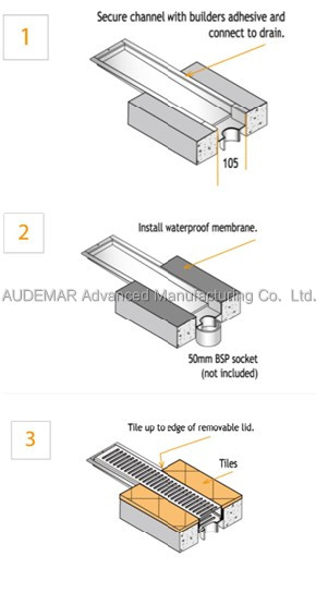 傾斜audemarチャネルベースステンレス鋼の床トラップ排水口問屋・仕入れ・卸・卸売り