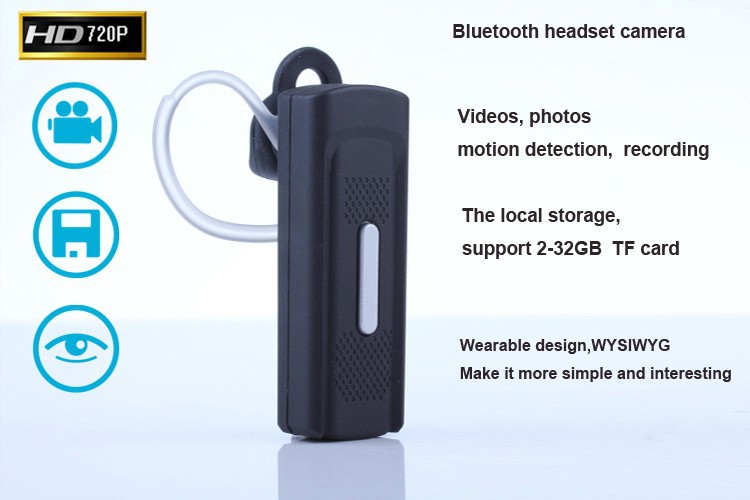 2021 Bluetooth Headset Camera 1280720p Hidden Spy Earphone Cam Audio