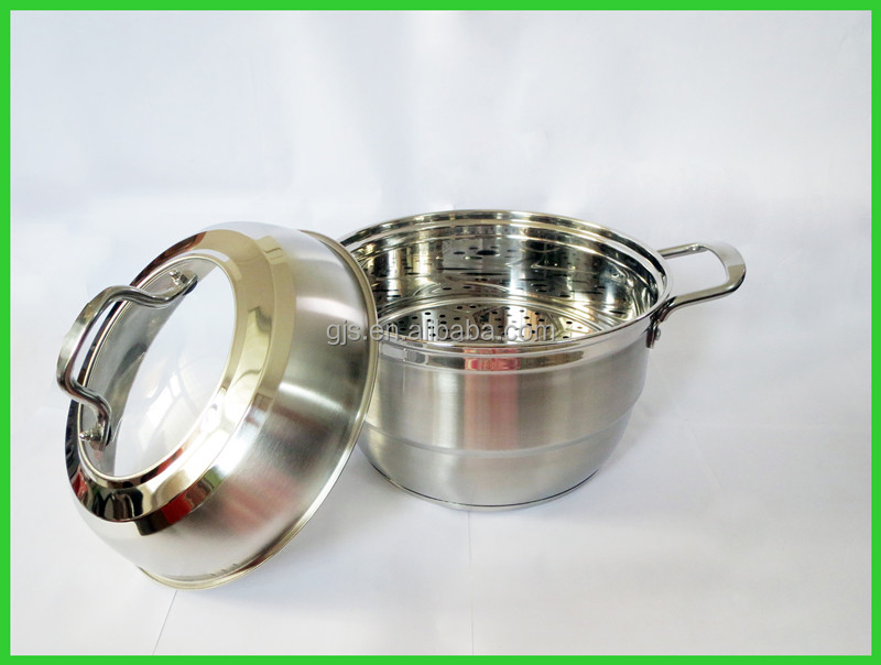 単層二底のステンレス製スチーマー/ステンレス鋼の調理鍋/ステンレス鋼のスープポットスチールハンドルと問屋・仕入れ・卸・卸売り