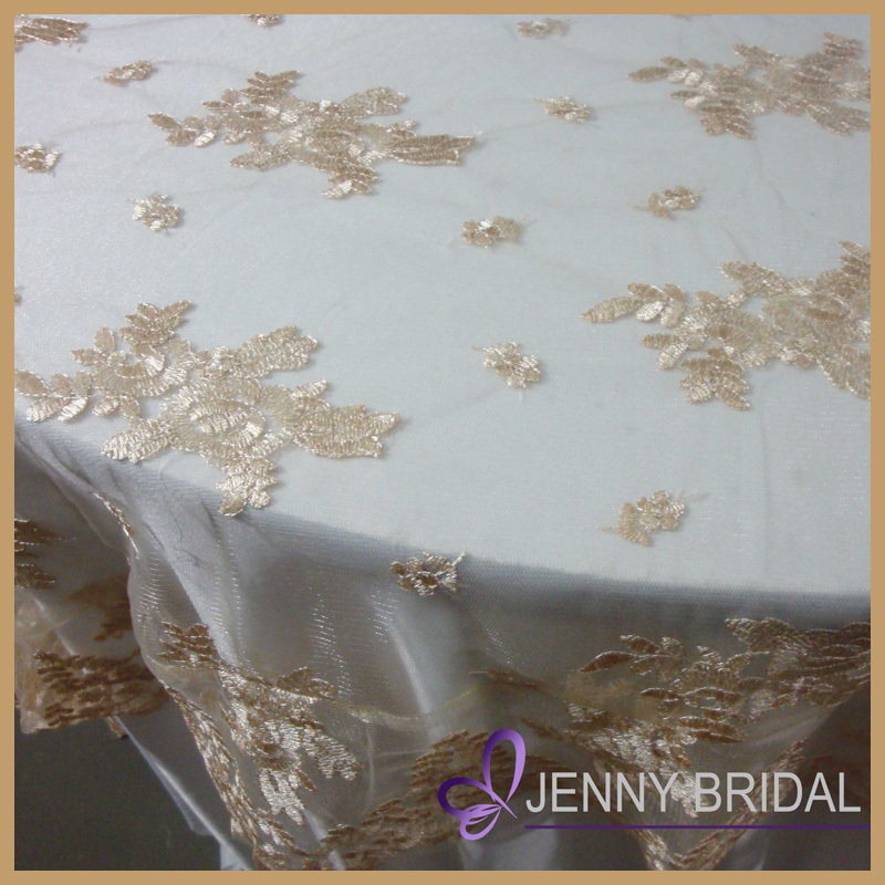 高品質の金tl002p3-1ラウンドの刺繍のレースの結婚式のテーブルオーバーレイ仕入れ・メーカー・工場