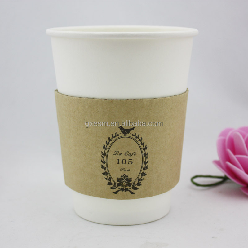 使い捨てダンボール飲料カスタムロゴ印刷された紙のコーヒーカップスリーブによる様々なサイズの蓋仕入れ・メーカー・工場