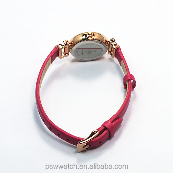 2014 new style hot sale rose gold leather pink hand watch for girl